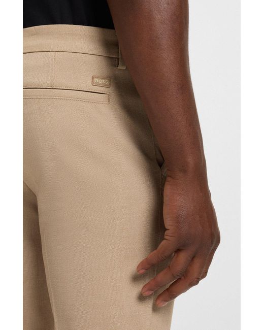 Boss Slim-Fit Hose Aus Meliertem Stretch-Gewebe in Natural für Herren