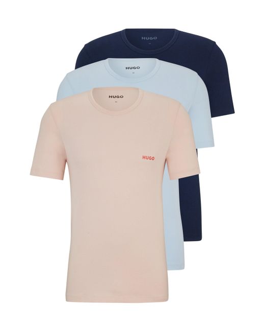 HUGO Dreier-Pack T-Shirts aus Baumwolle mit Logo-Print in Blue für Herren
