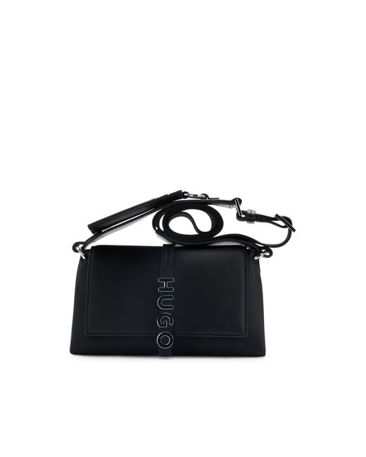 HUGO Black Logo-Lettering Crossbody Bag
