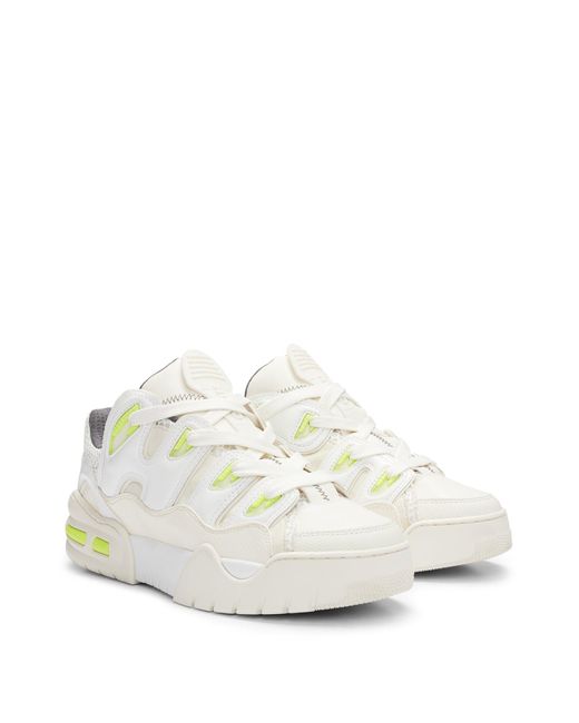 Baskets en similicuir à détails contrastants HUGO pour homme en coloris White