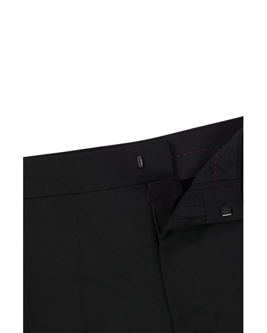 HUGO Black Slim-fit Trousers With Studded Side Seams for men