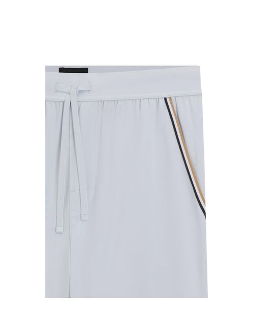 Boss White Stretch-Cotton Pyjama Shorts With Signature-Stripe Tape for men