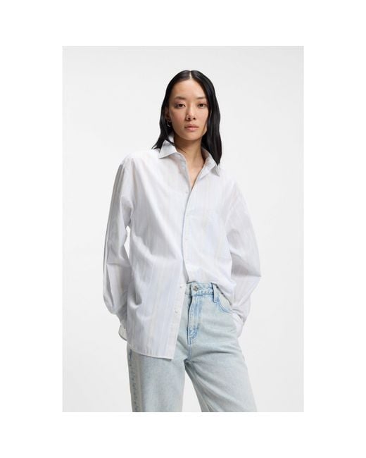 Boss White Relaxed-Fit Blouse
