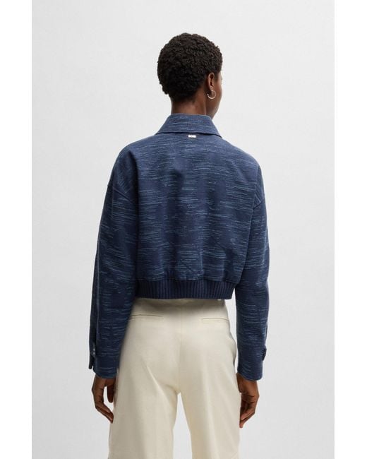 Boss Relaxed-Fit Blazer Met Bloemenstructuur in het Blue