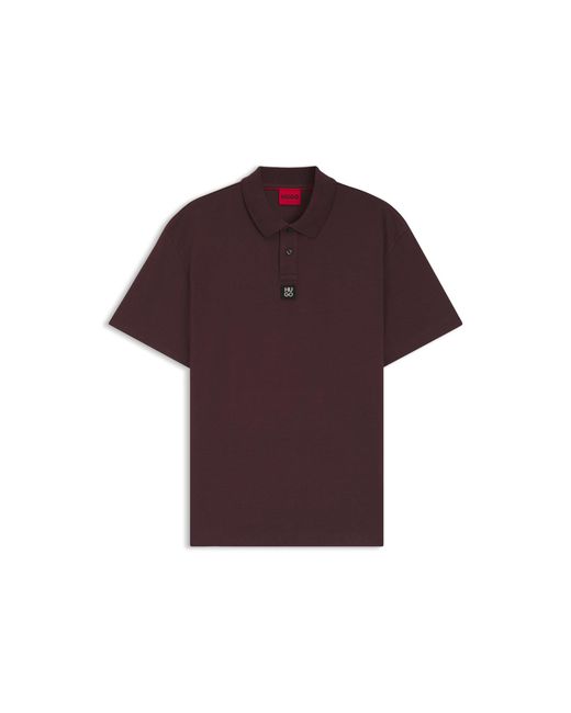 HUGO Purple Interlock-Cotton Polo Shirt With Stacked Logo for men