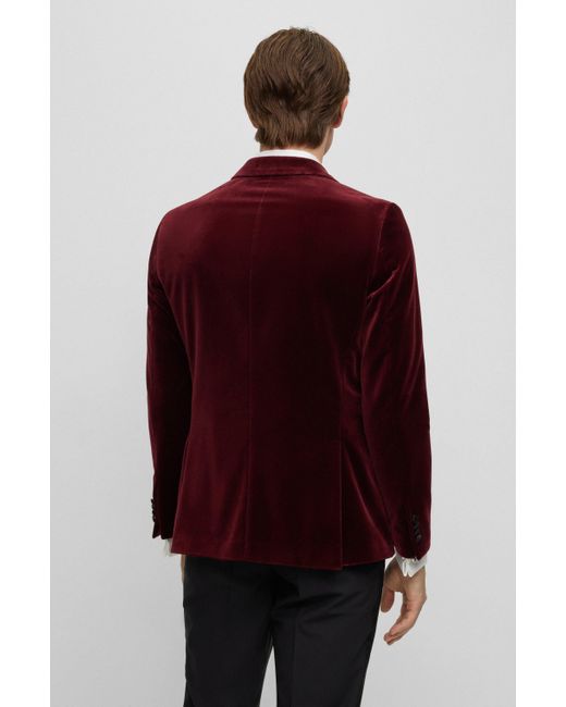 Boss Red Slim-fit Tuxedo Jacket In Pure-cotton Velvet for men