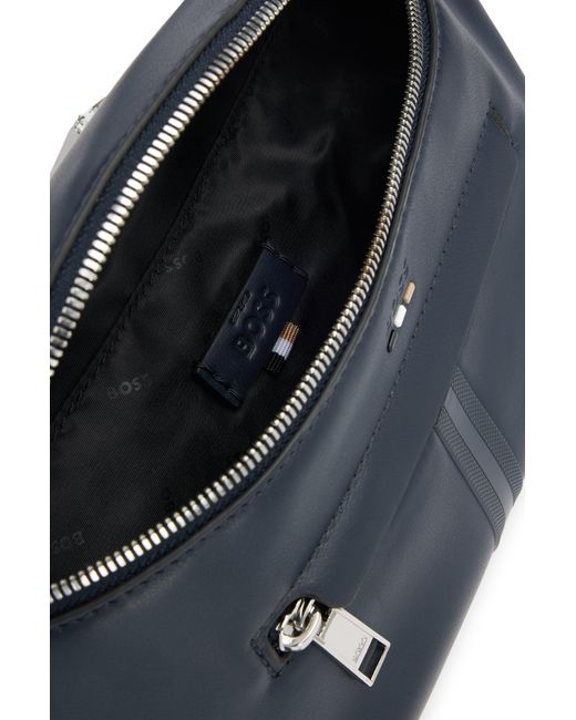 Boss Gürteltasche Aus Kunstleder Mit Strukturierten Details in Blue für Herren