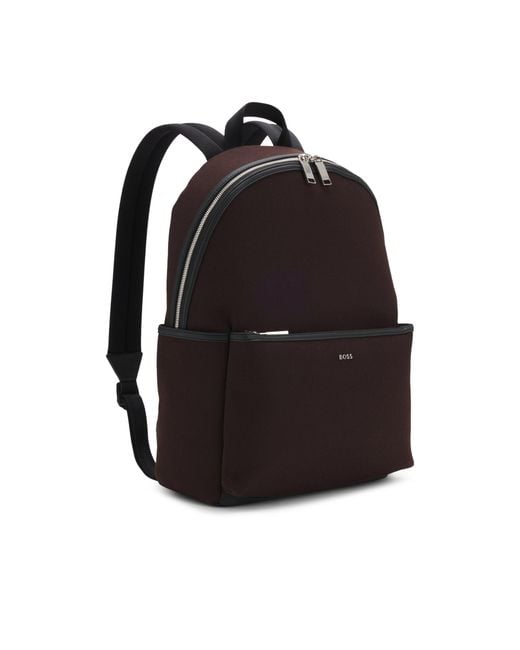 Boss Black Canvas Backpack With Logo Lettering for men
