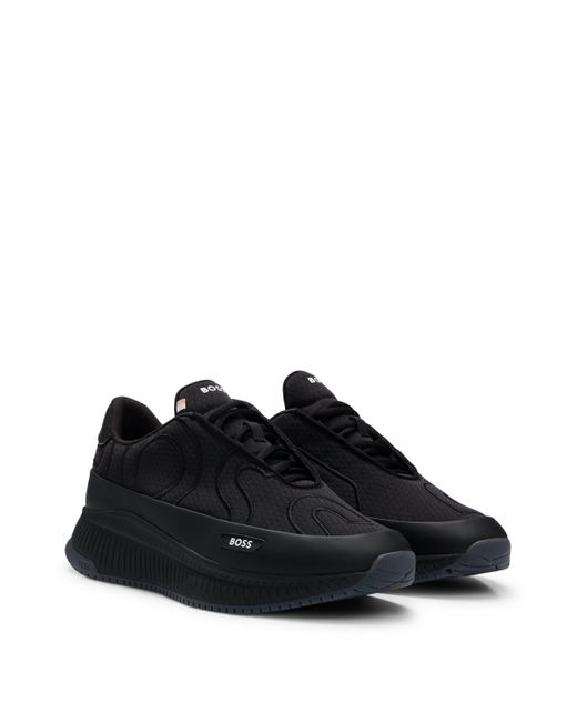 Boss Black Ttnm Evo Embroidered-logo Trainers With Rubberised Faux Leather for men