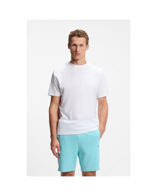 Boss White Stretch-Cotton T-Shirt With Jacquard Tape for men