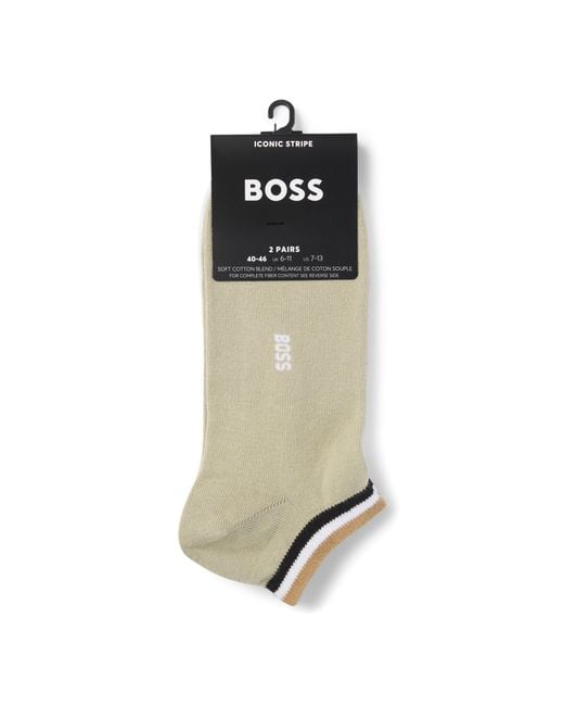 Boss Metallic Two-Pack Of Ankle Socks With Signature-Stripe Cuffs for men