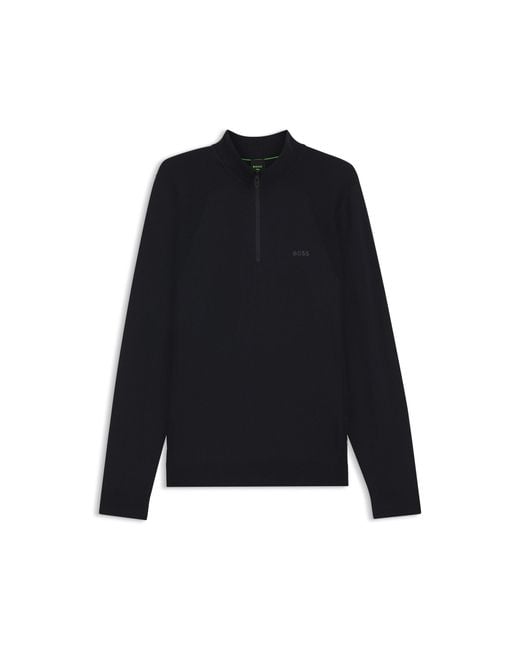 Boss Blue Zip-Neck Sweater for men