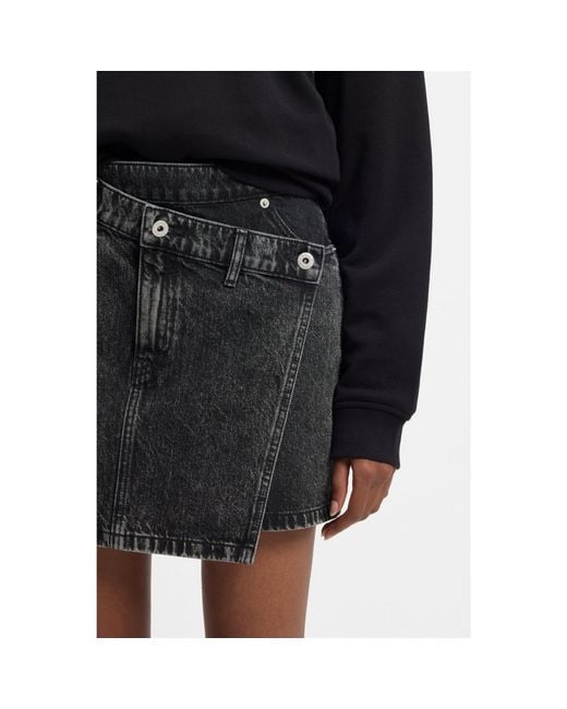 HUGO Black Denim Skirt With Asymmetric Waistband