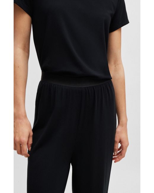 Boss Black Pyjama-Hose aus Stretch-Jersey mit Logo-Bund