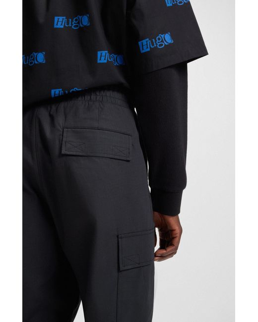 HUGO Relaxed-Fit Hose Aus Ripstop-Gewebe in Black für Herren
