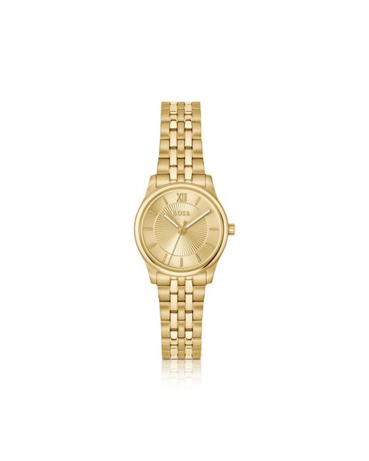 Boss Metallic Graceful-Tone Watch With Sunburst-Patterned Dial