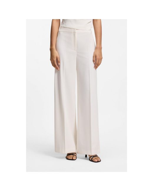 HUGO White Wide-Leg Trousers