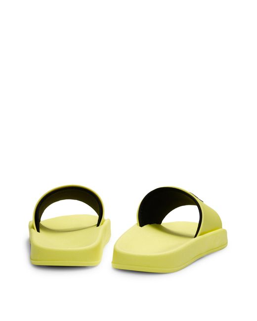 HUGO Yellow Slides With Logo-branded Straps for men