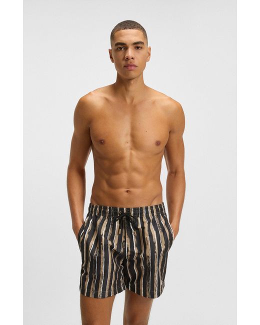 Boss Multicolor Patterned Men's Swim Shorts Size L for men