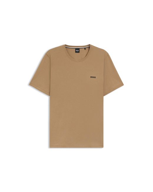 Boss Natural Stretch-Cotton T-Shirt With Embroidered Logo for men