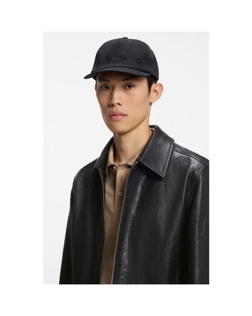HUGO Black Soft Cotton 5-Panel Cap With Snapback for men