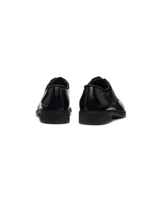 Boss Black Italian-Made Leather Derby Shoes With Piped Trims for men