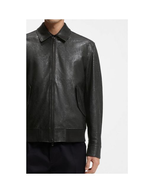 Boss Black Year Of The Horse Leather Jacket With Lasered Artwork for men