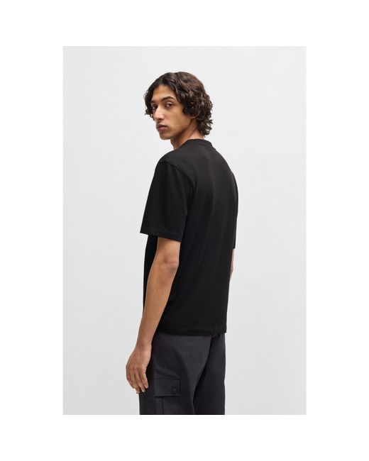 HUGO Black X Rb Cotton-Jersey T-Shirt With Carbon Stealth Logo for men