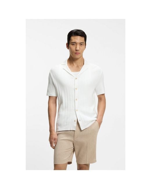 Boss White Regular-Fit Cardigan for men