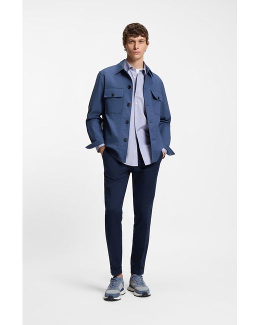 Boss Relaxed-Fit Overhemd Van Gestreepte Katoenen Popeline in het Purple voor heren