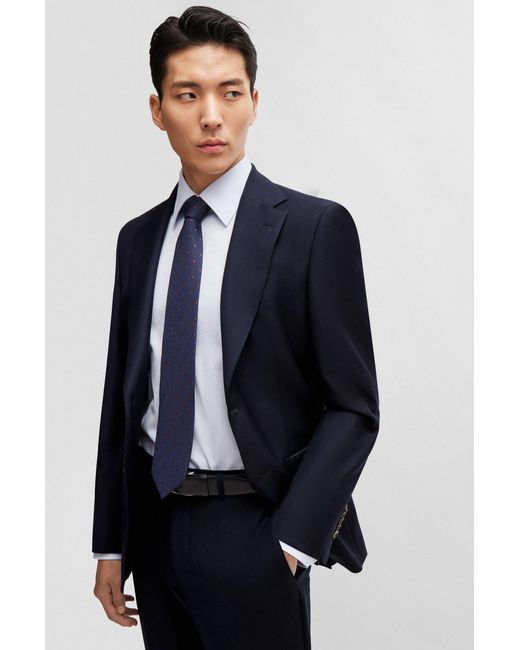 Boss Blue Regular-fit Jacket In Virgin Wool With Stretch for men