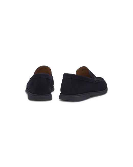Boss Blue Suede Loafers With Logo Penny Trim for men