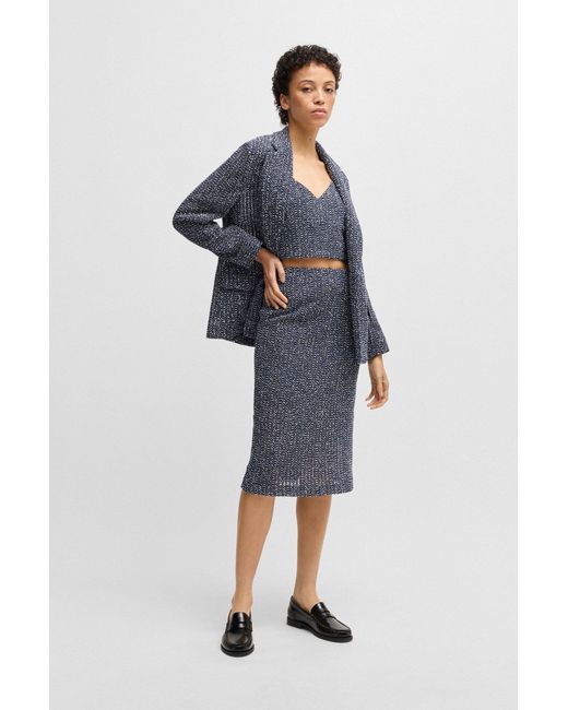 Boss Maatwerktop Van Tweekleurig Gehaakt Tweed in het Blue
