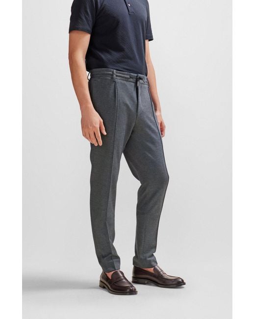 Boss Gray Slim-fit Trousers In Cotton, Cashmere And Silk for men