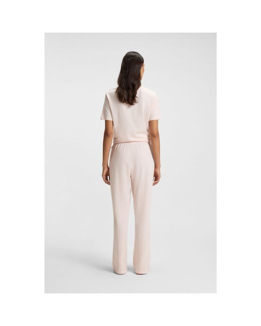 Boss Pink Stretch-Cotton Pyjama Bottoms With Logo Detail