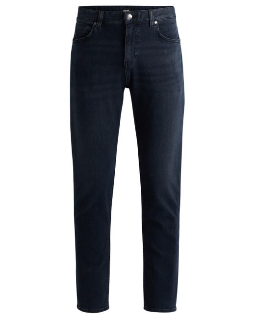 Boss Regular-fit Jeans Van Koolzwart-marineblauw Italiaans Denim in het Blue voor heren