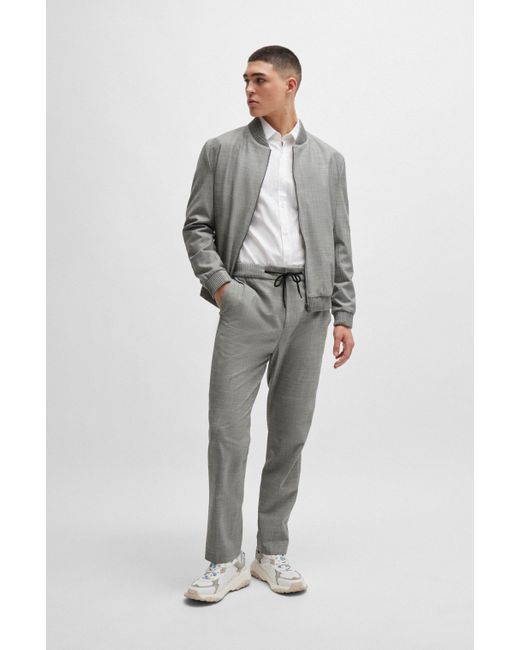 Veste Slim Fit en tissu effet lin HUGO pour homme en coloris Gray
