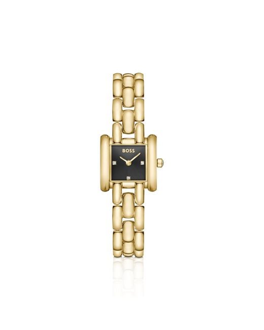 Boss Metallic Square-Dial Watch With Sculptural Bracelet