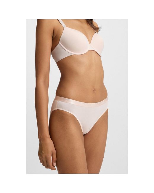 Boss Brown Stretch-Jersey Briefs With Logo Waistband