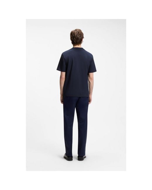 HUGO Blue Relaxed-Fit T-Shirt With Central Logo Detail for men