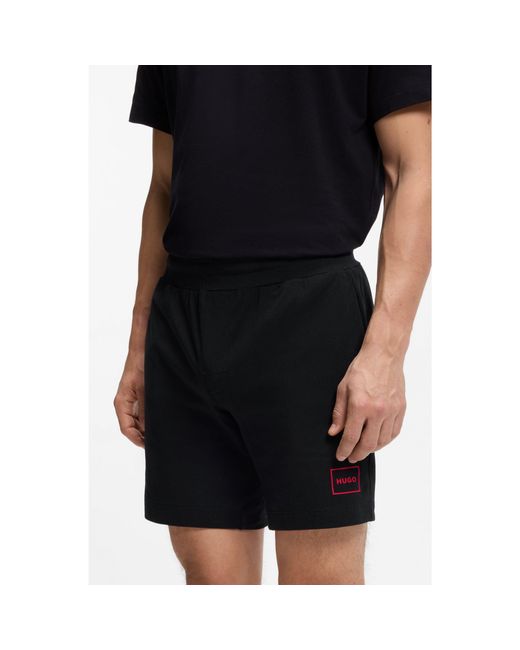HUGO Black Logo-Print Loungewear Shorts for men