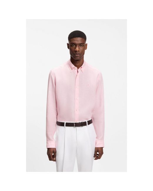 Boss Pink Regular-Fit Button-Down Shirt for men