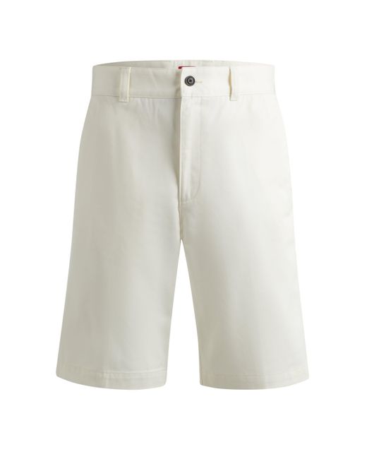 HUGO Regular-fit Shorts Met Smalle Pijpen En Zakken Met Knoop in het White voor heren