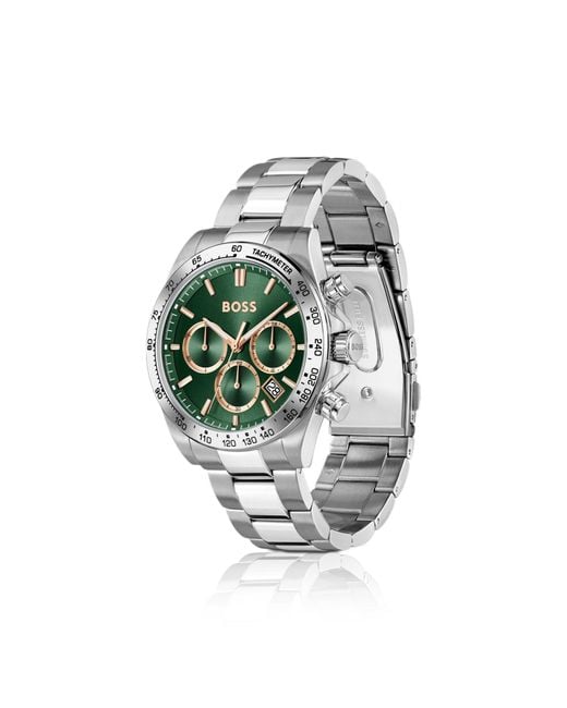 Boss Green Hero 2.0-Dial Chronograph Watch With Steel Bracelet for men