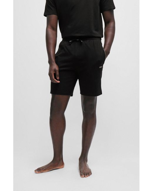 Boss Black Stretch-cotton Regular-fit Shorts With Logo Detail for men