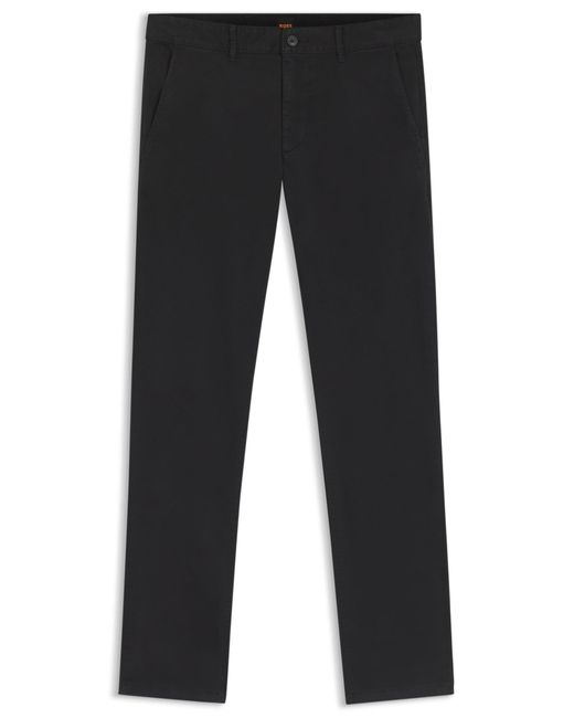 Chino Slim en satin de coton stretch Boss pour homme en coloris Black