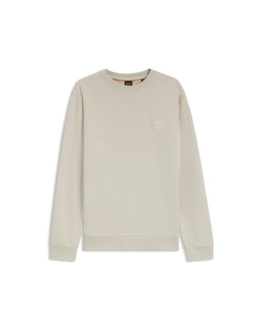 Boss Natural Cotton-Terry Sweatshirt With Logo Patch for men