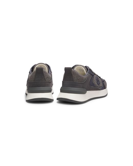Boss Gray Retro-Inspired Trainers With Wool-Look Trims