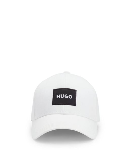HUGO White Cotton-twill Cap With Logo Label