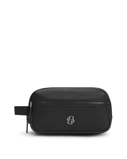 Boss Kulturbeutel Aus Twill Mit Metallenem Double-B-Monogramm in Black für Herren
